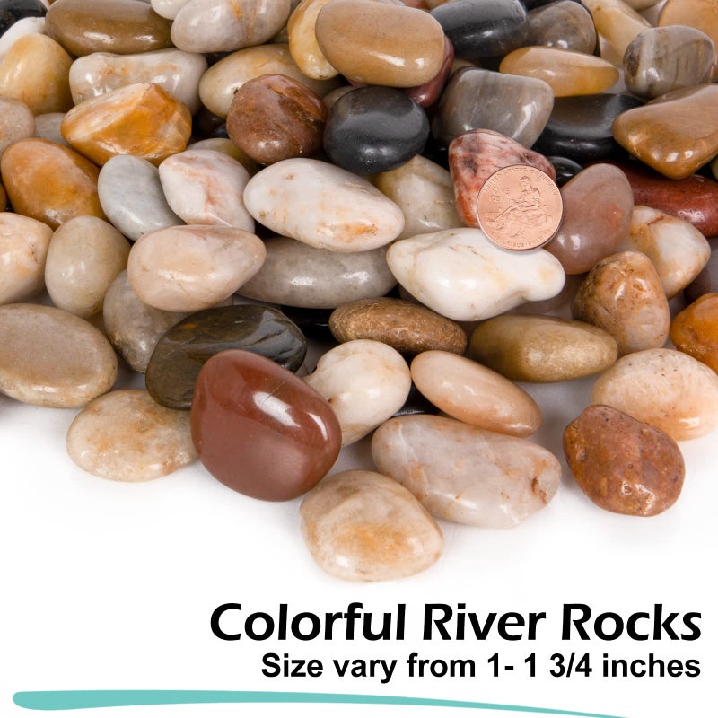 GASPRO 8lb Natural River Rocks, Decorative Rocks for Planters, Pots Indoor, Landscaping in Garden, Vases, Aquarium, Polished River Stones, 1-1 3/4 Inch - Image 2